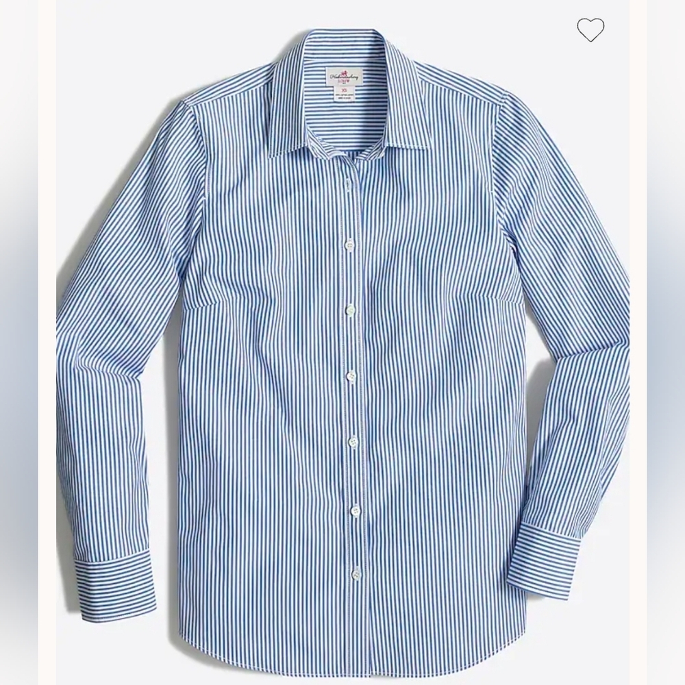 J. Crew Women's Blue and White Stripe Classic Button-Up Size XS (NWT)